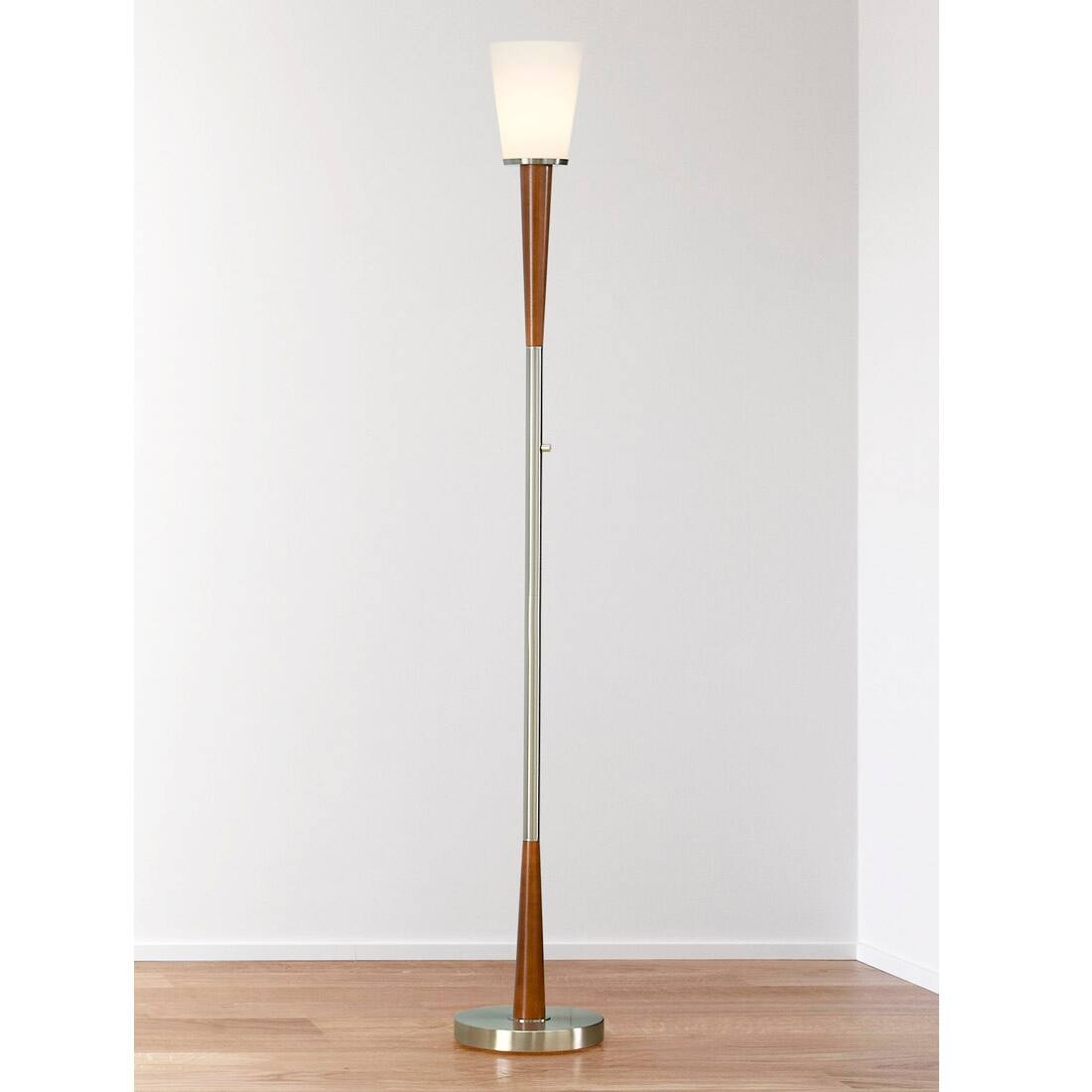 HOMEGLAM Century 72" Wood Torchiere Floor Lamp, Dimmer with LED Bulb